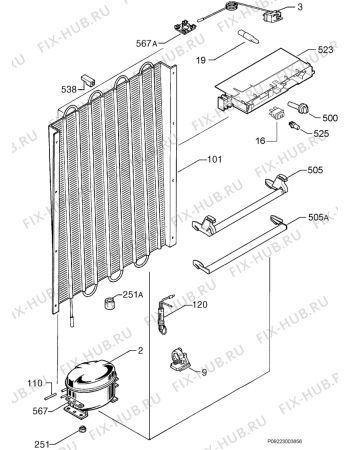 Взрыв-схема холодильника Privileg 196453_40961 - Схема узла Cooling system 017